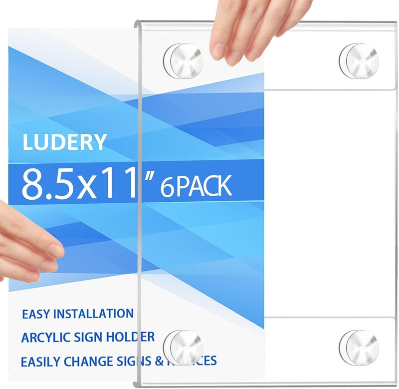 Ludery Acrylic Window Sign Holder 8.5 x 11 with 4 Suction Cups,Clear Acrylic Frames Glass Window Wall Mount,Advertising Signage Sign Holder for Mall, Office, Home, Store, Restaurant (6 Pack) - Image 3